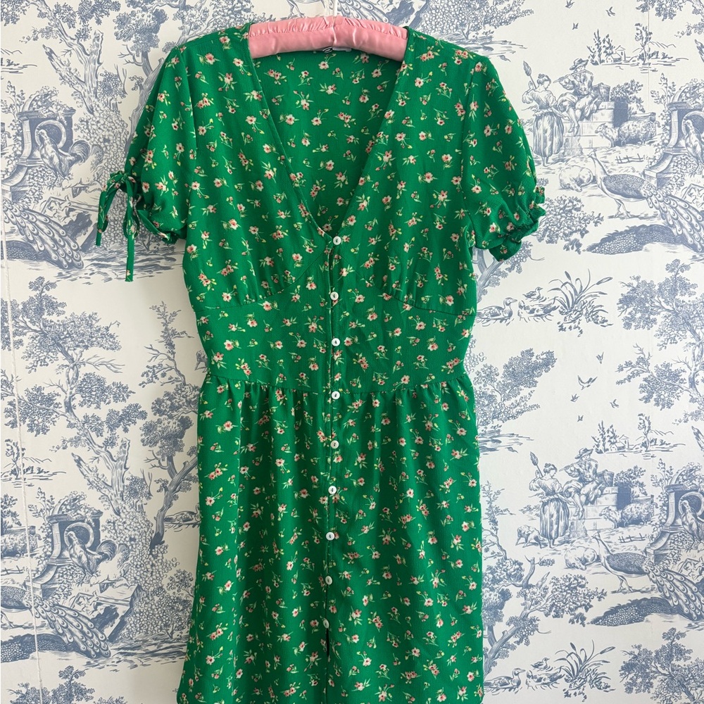 Purple Snow Green Floral Mini Dress